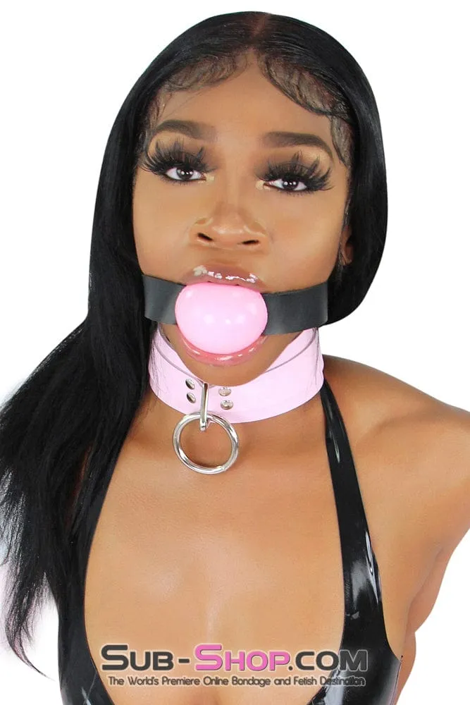 0991A      Captured Beauty Princess Pink Leather Bondage Collar