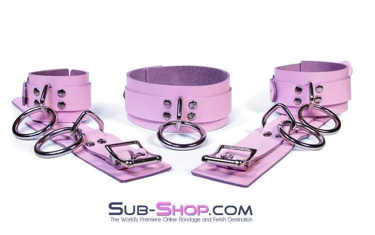 0991A      Captured Beauty Princess Pink Leather Bondage Collar