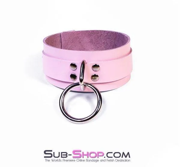 0991A      Captured Beauty Princess Pink Leather Bondage Collar