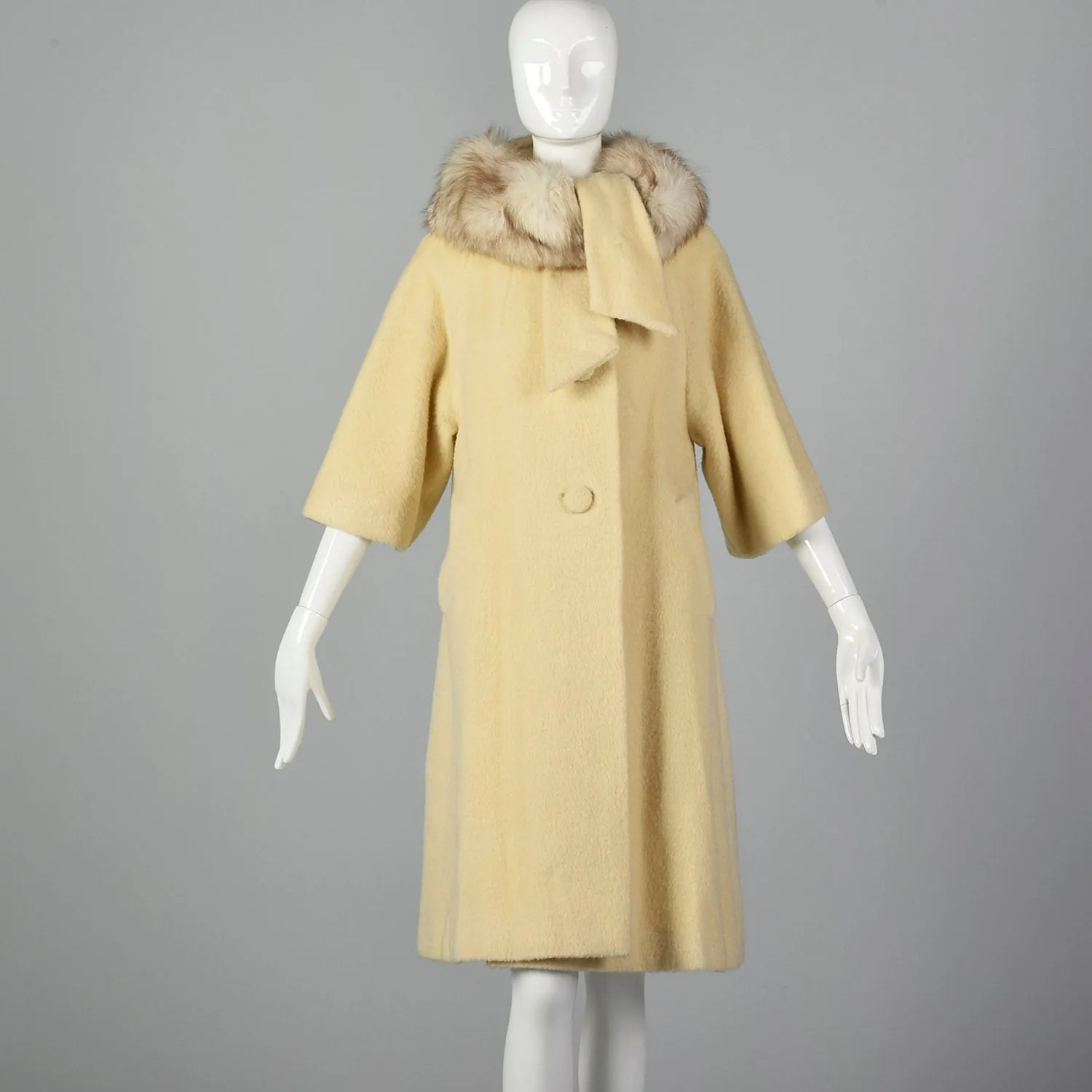 1950s Cream Wool Swing Coat