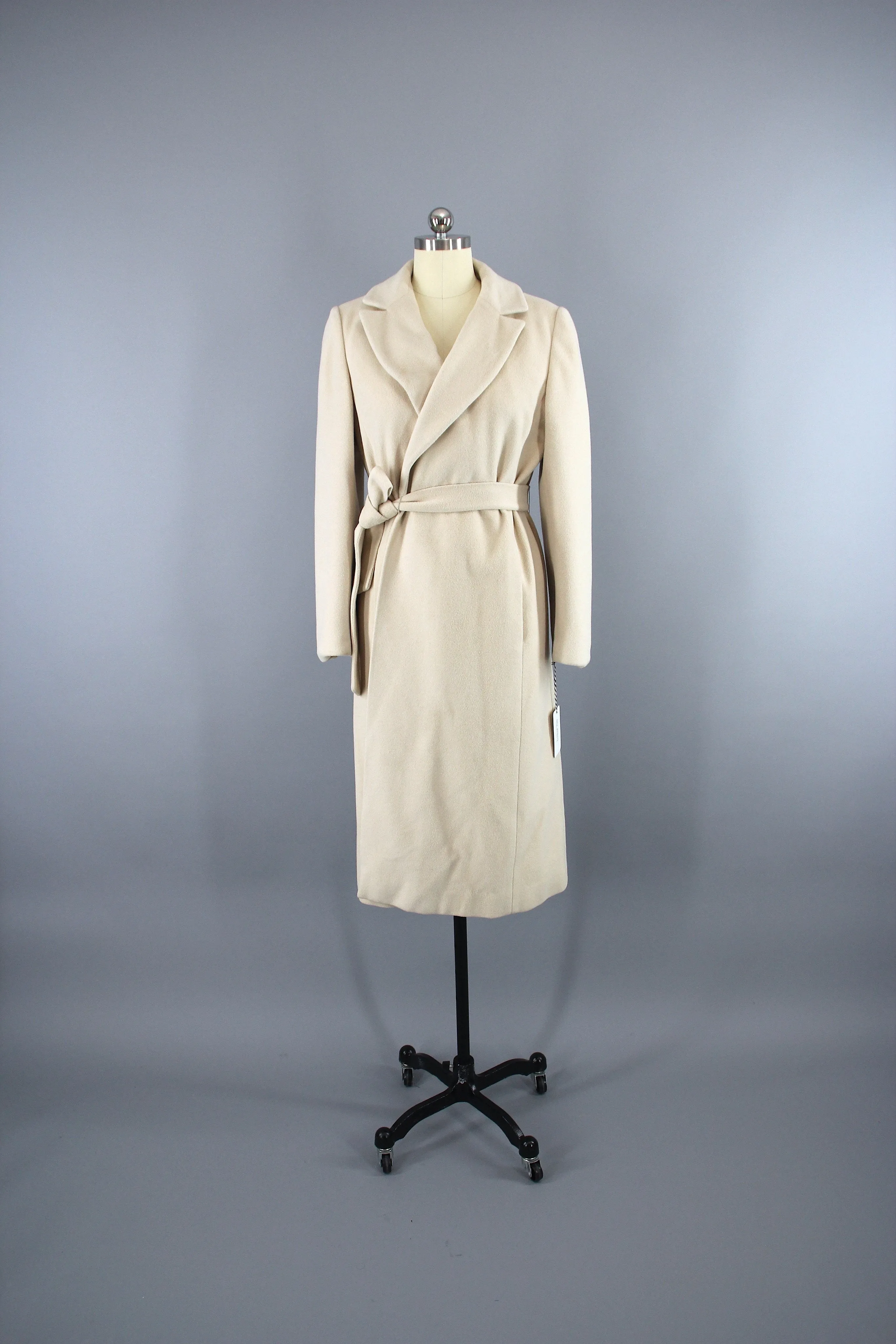 1960s Regency Marshall Field's Winter White Cashmere Wrap Coat