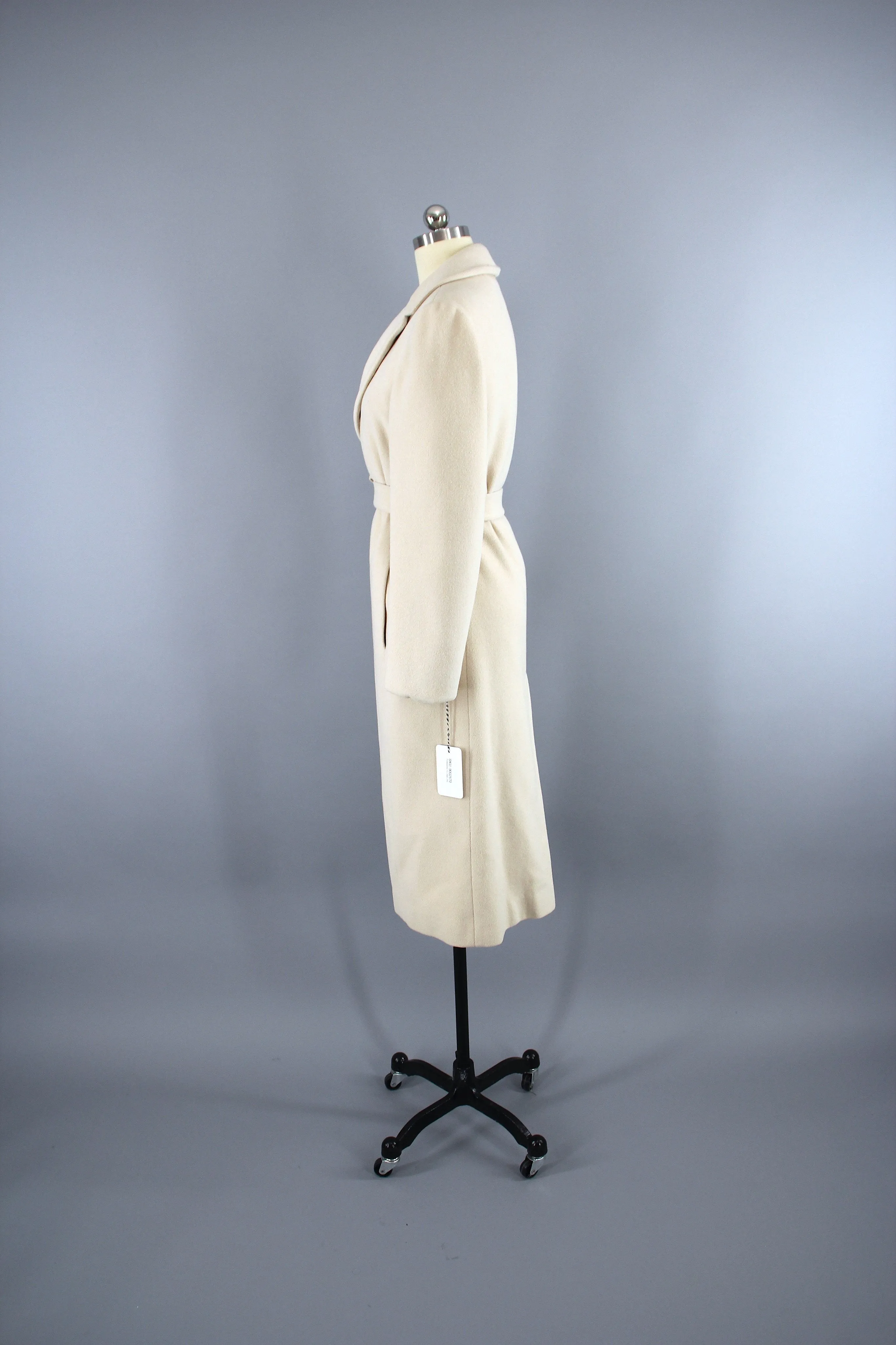 1960s Regency Marshall Field's Winter White Cashmere Wrap Coat