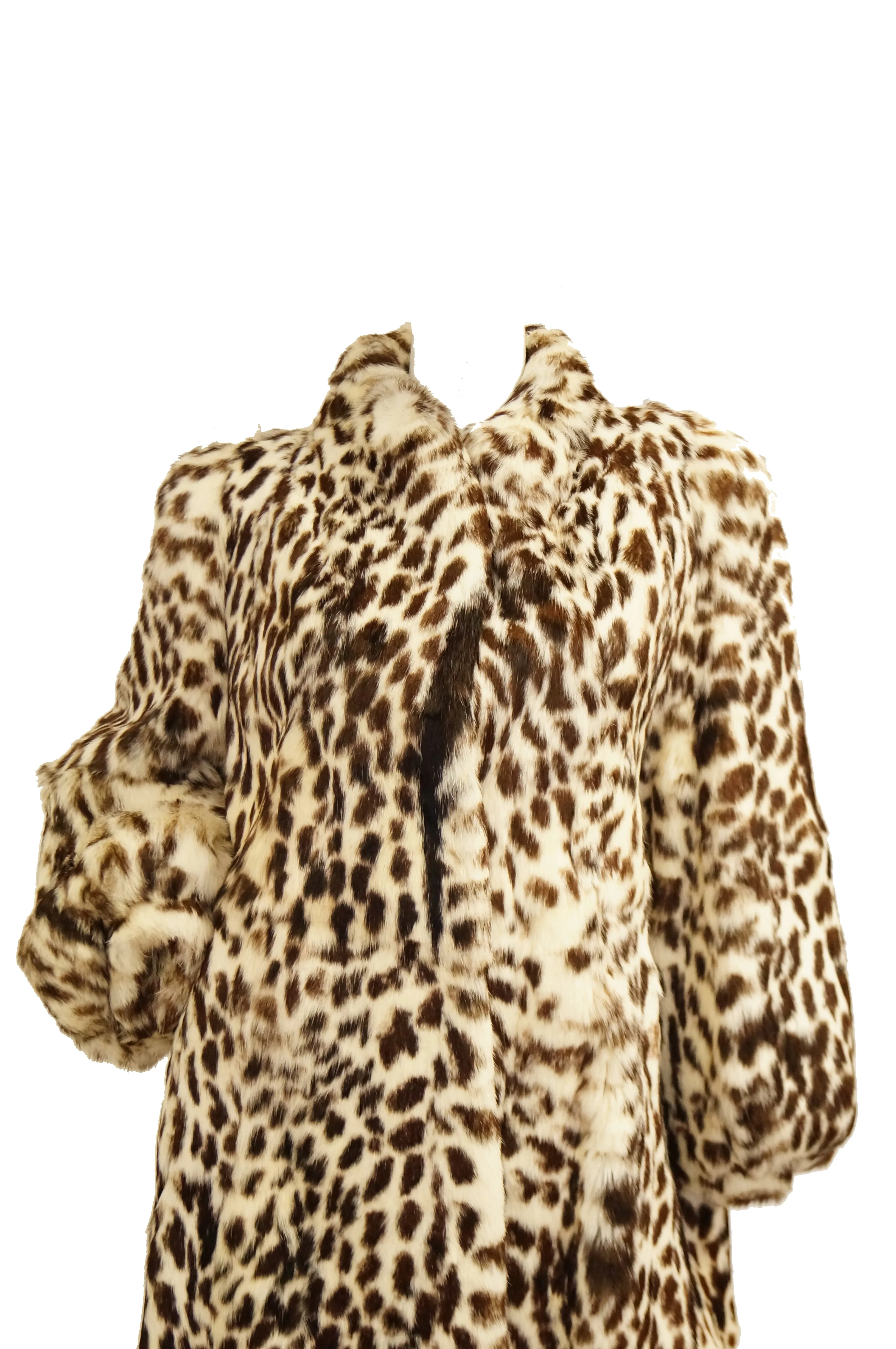 1980s Supple Brazilian Leopard Print Rabbit Fur Coat by Polo Norte