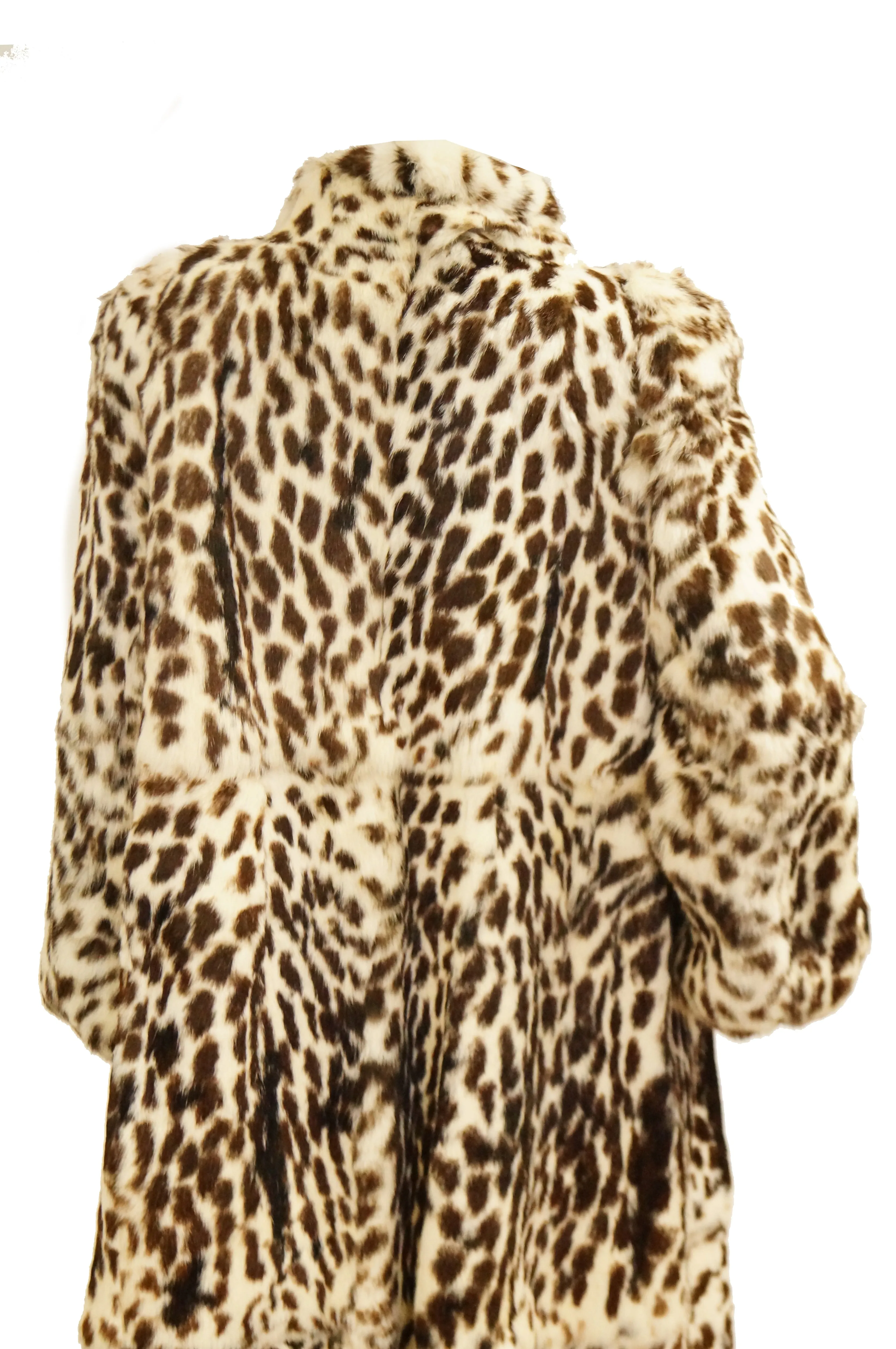 1980s Supple Brazilian Leopard Print Rabbit Fur Coat by Polo Norte