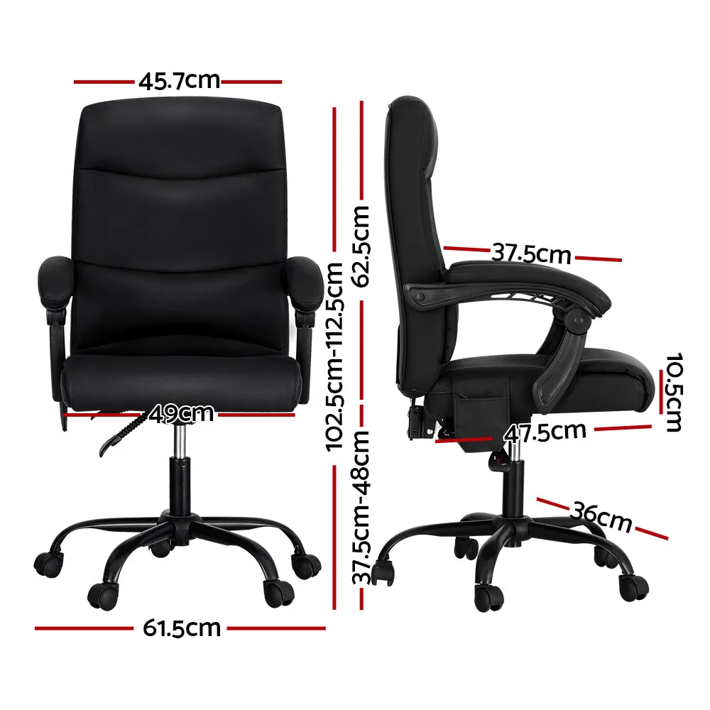 2-Point Massage Office Chair, Reclining PU Leather - Artiss