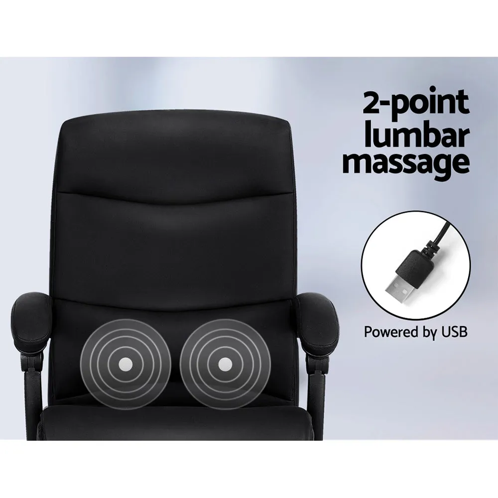 2-Point Massage Office Chair, Reclining PU Leather - Artiss