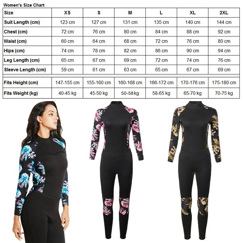 2mm Neoprene Women Full-body Diving Wetsuit