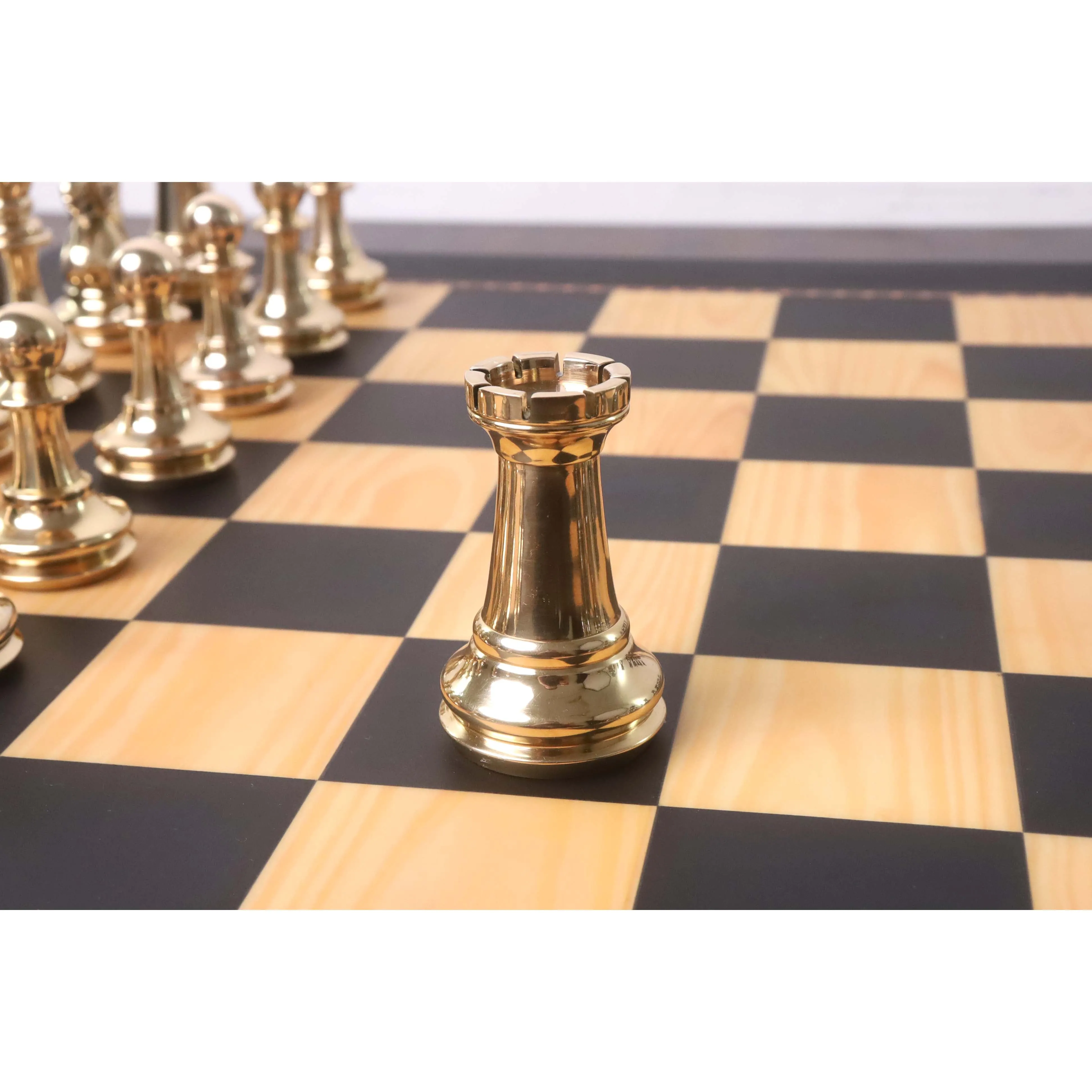 3.9" Bridle Series Brass Metal Luxury Chess Set - Pieces Only - Metallic Gold & Grey