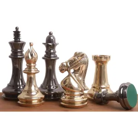 3.9" Bridle Series Brass Metal Luxury Chess Set - Pieces Only - Metallic Gold & Grey