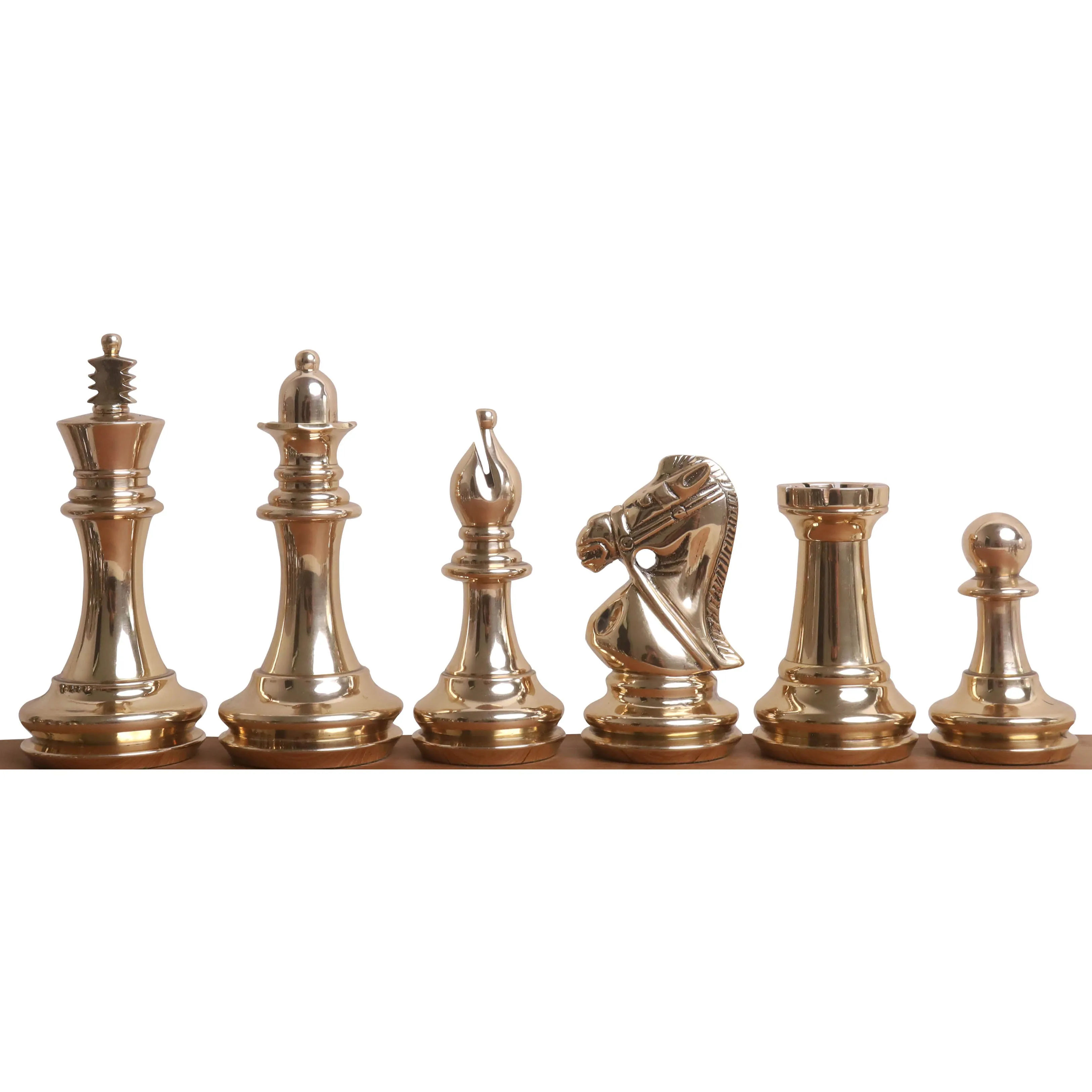 3.9" Bridle Series Brass Metal Luxury Chess Set - Pieces Only - Metallic Gold & Grey