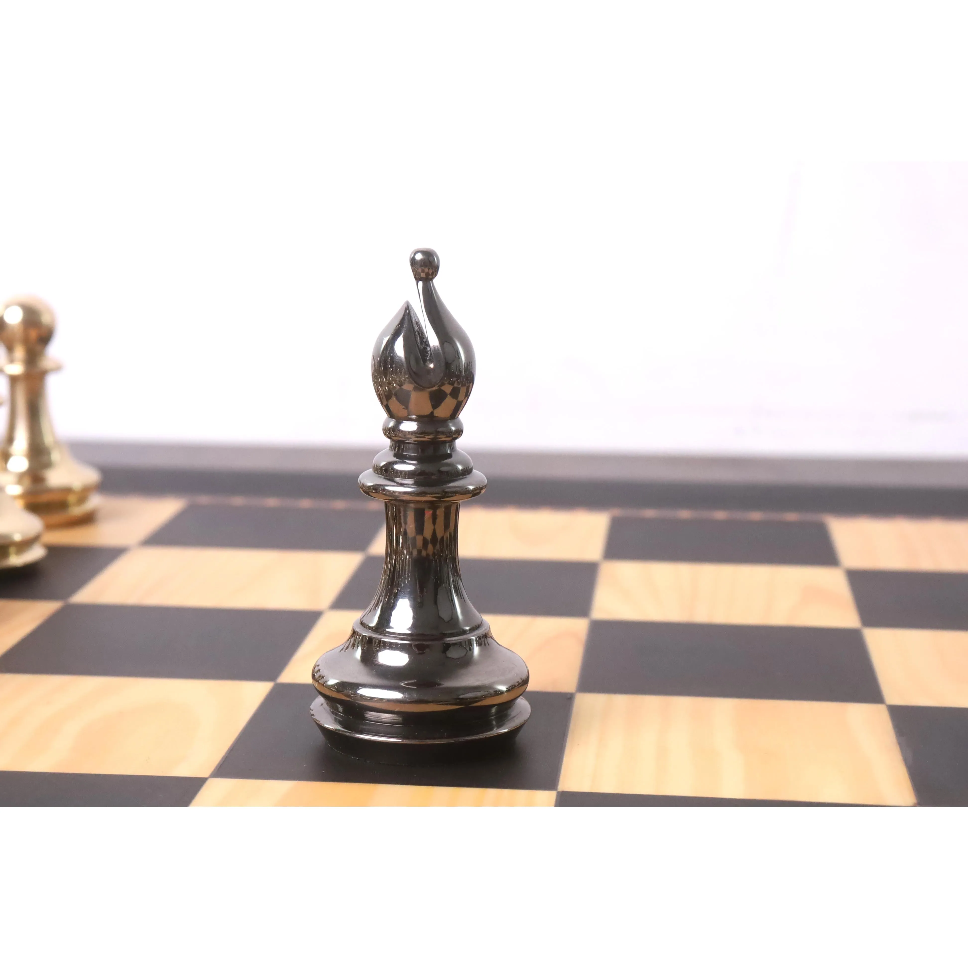 3.9" Bridle Series Brass Metal Luxury Chess Set - Pieces Only - Metallic Gold & Grey