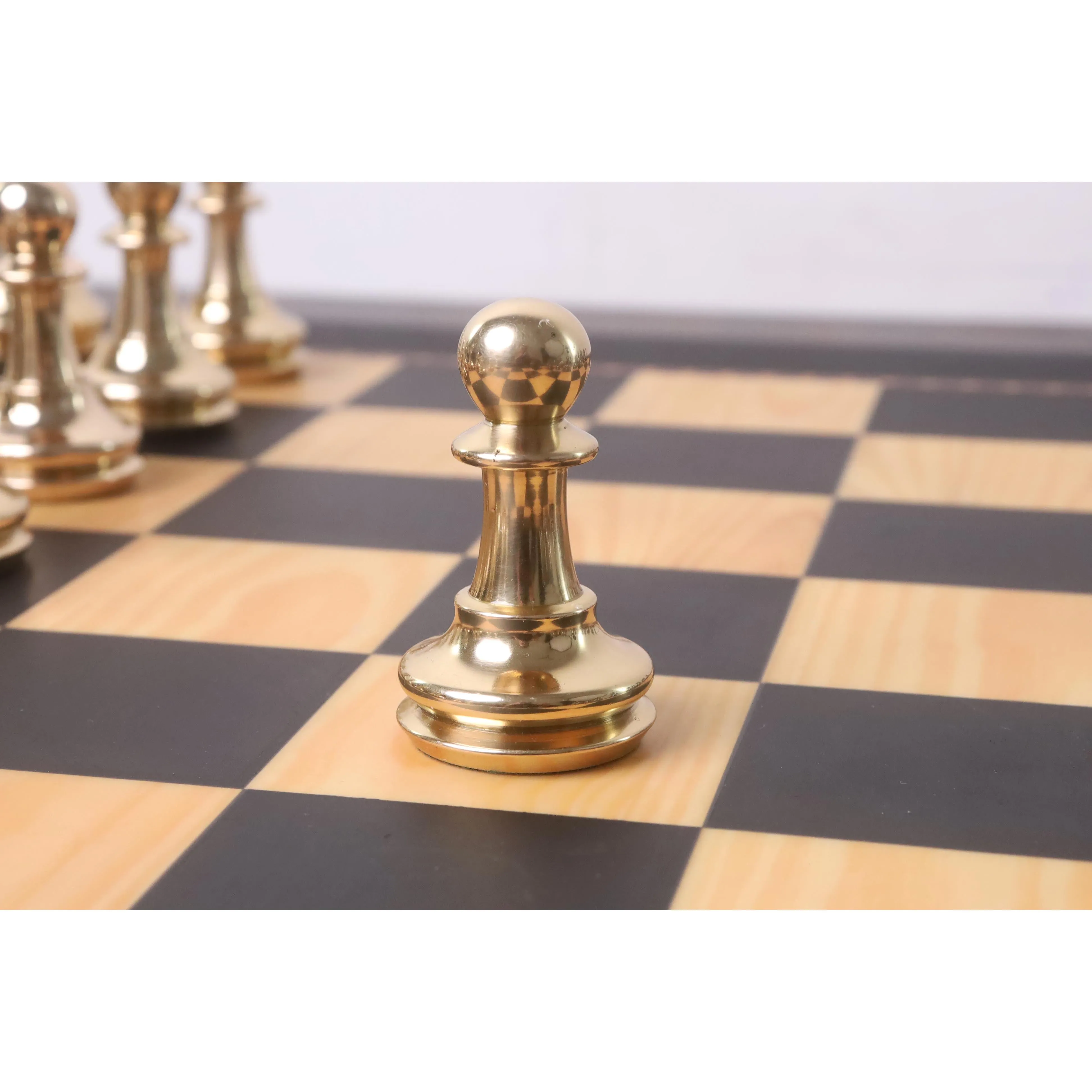 3.9" Bridle Series Brass Metal Luxury Chess Set - Pieces Only - Metallic Gold & Grey