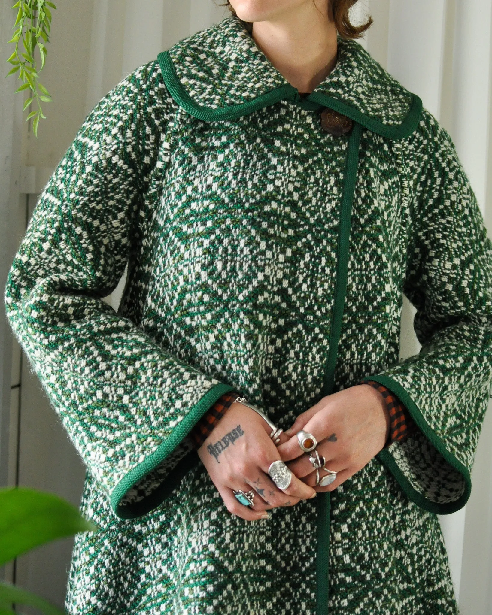 60s Green Wool Maxi Coat | S-M