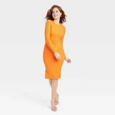 A New Day Women's Long Sleeve Midi Sweater Dress Side Slit