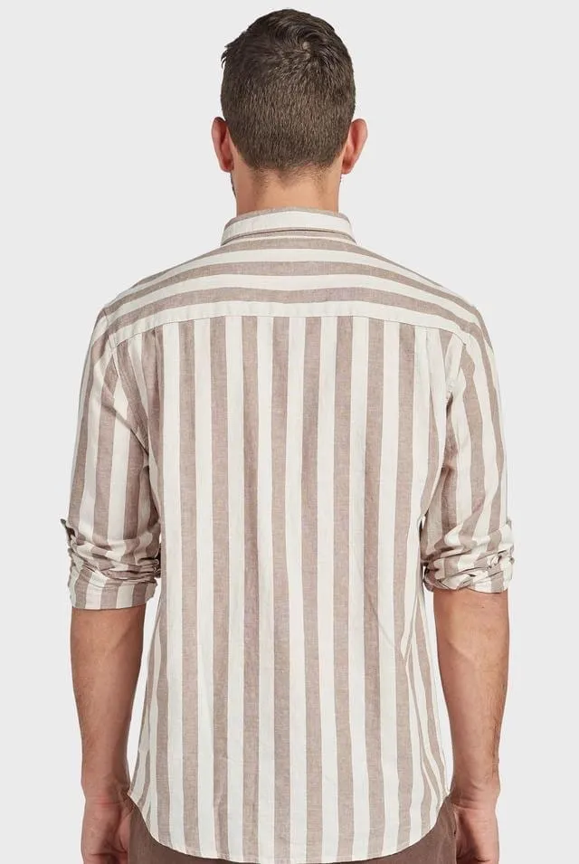 Academy Brand Stringer Linen Shirt - Natural/Pumice Stripe