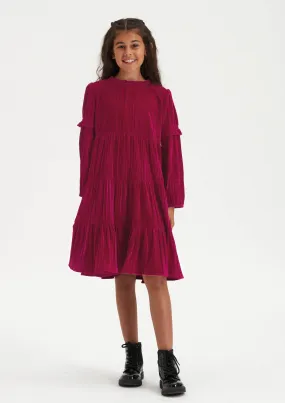 Adalyn Velvet Tiered Pink Dress