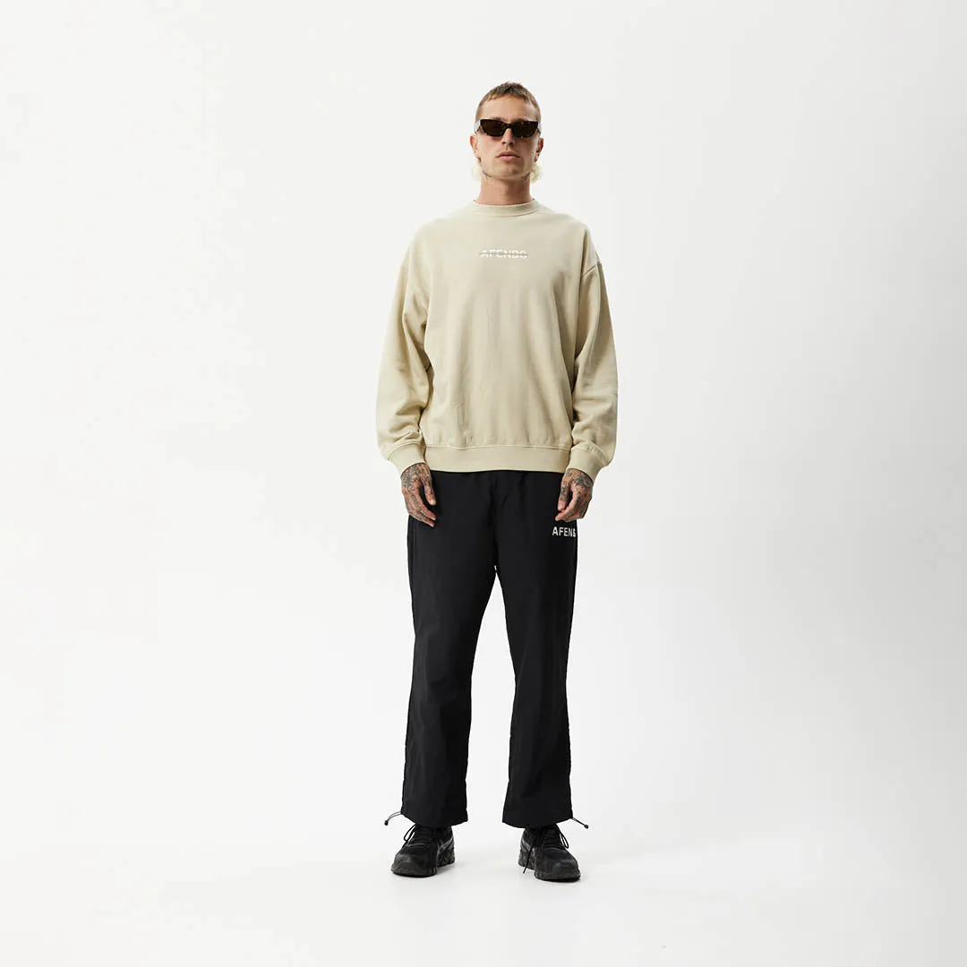 AFENDS Mens Liquid - Crew Neck Jumper - Cement