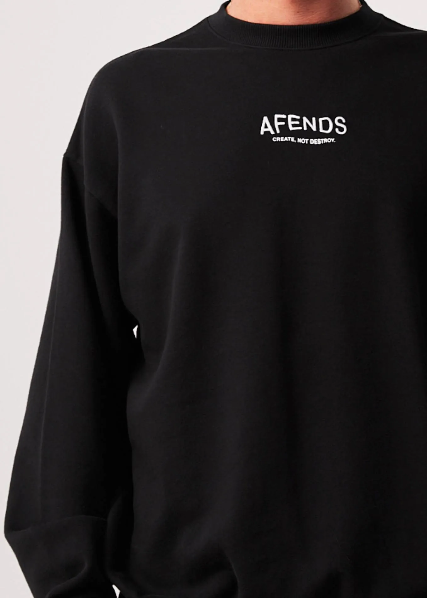 AFENDS Mens Spaced - Crew Neck Jumper - Black