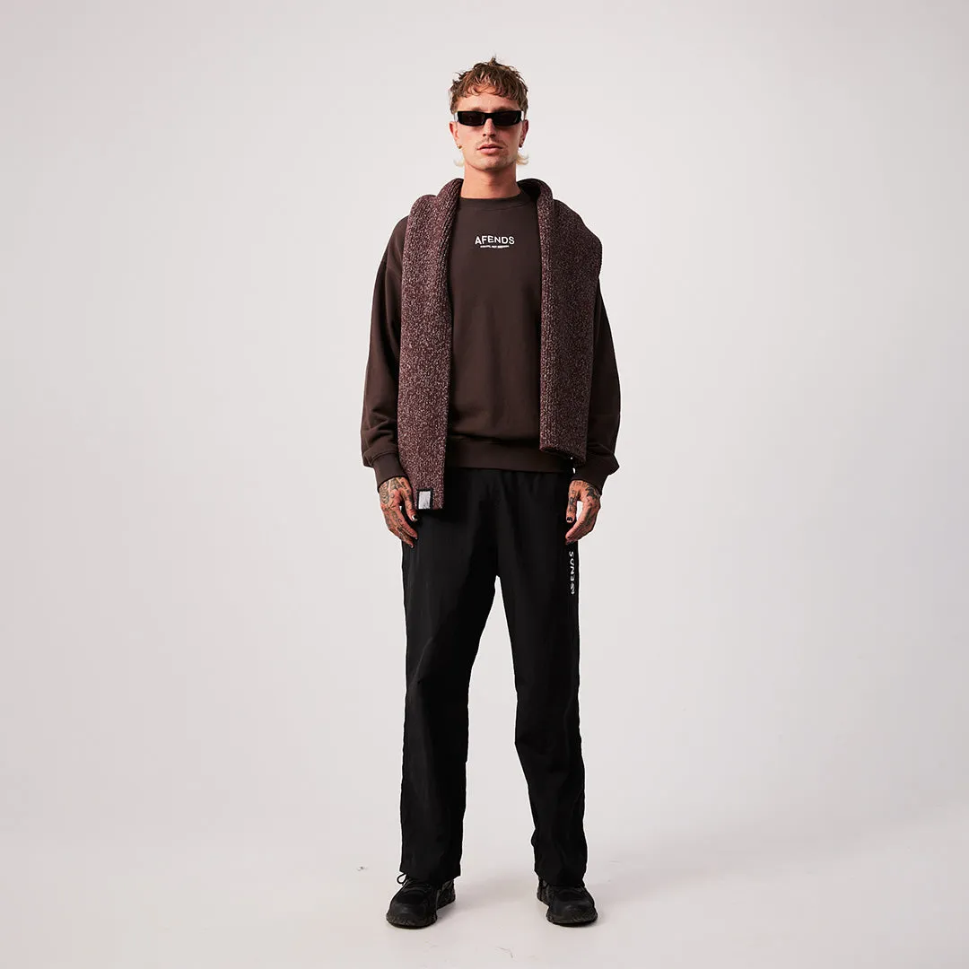 AFENDS Mens Spaced - Crew Neck Jumper - Coffee