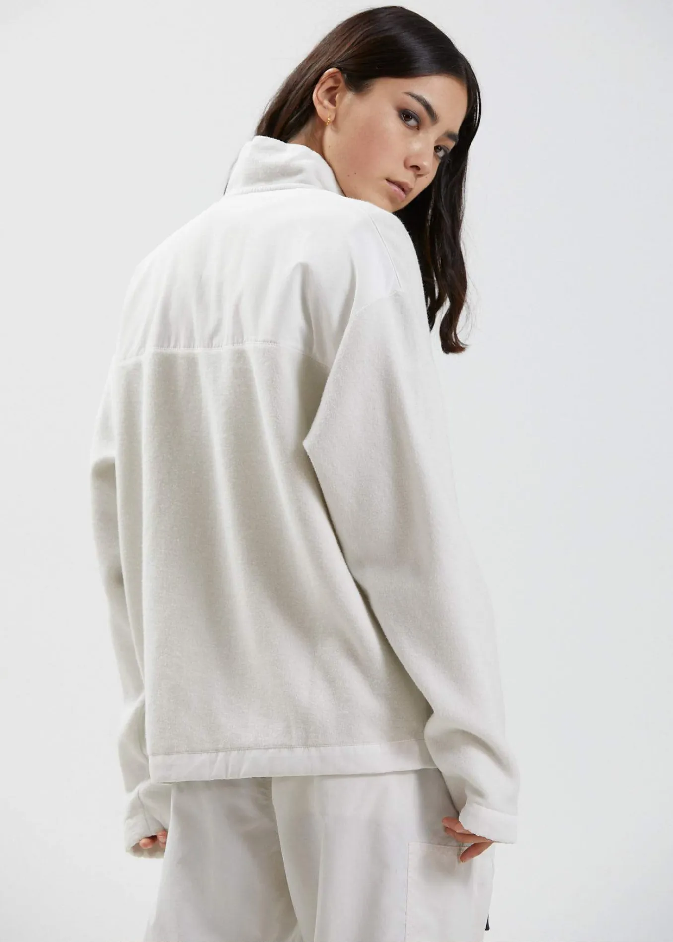 Afends Unisex Kelly - Unisex Recycled Zip Up Fleece - Off White