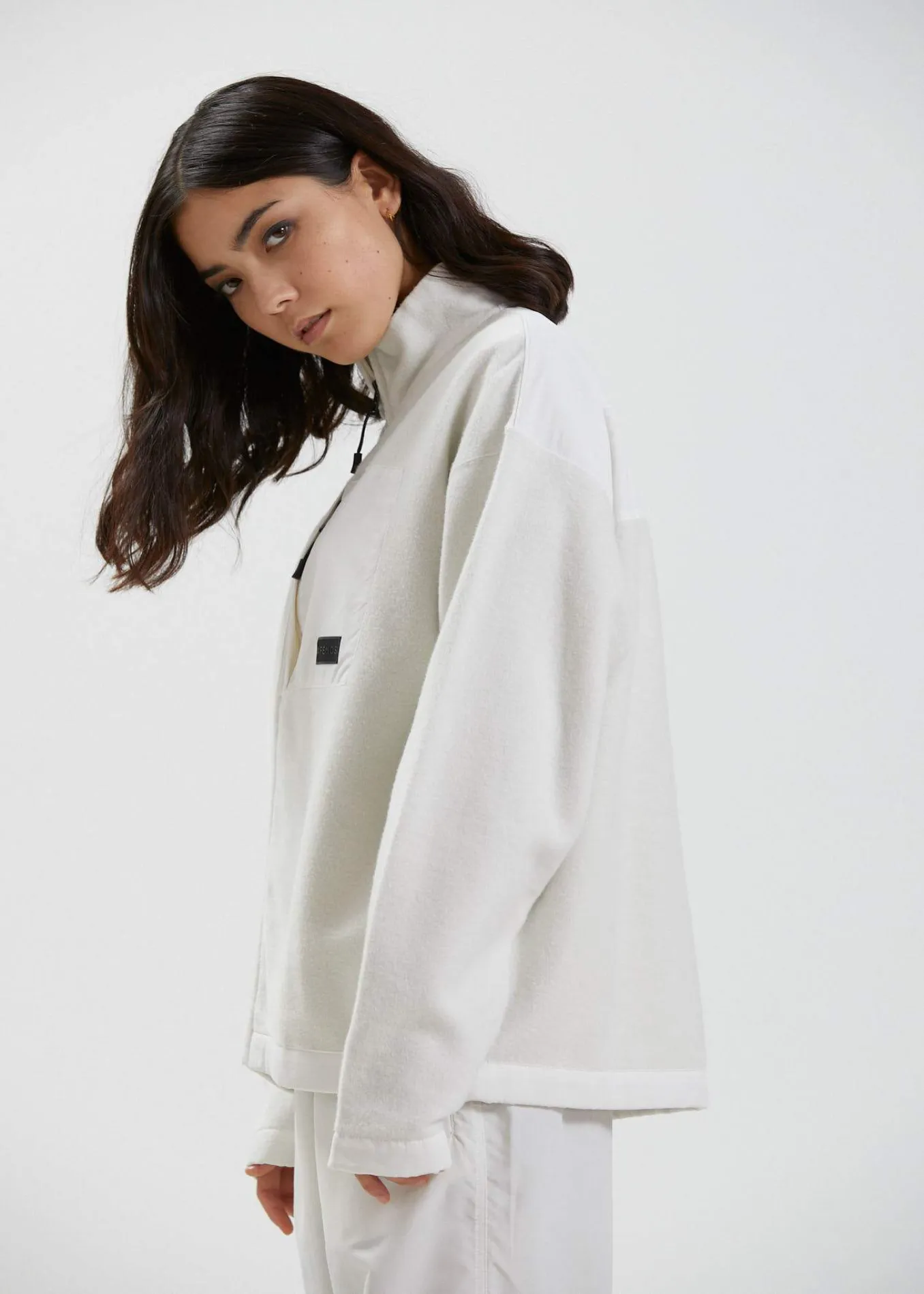 Afends Unisex Kelly - Unisex Recycled Zip Up Fleece - Off White