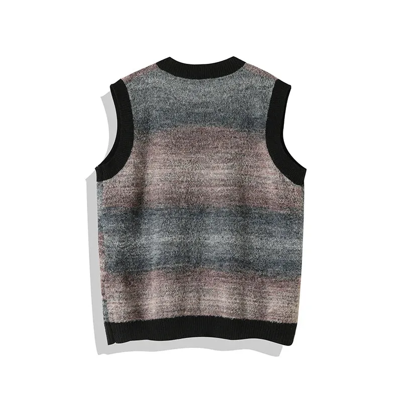 Aidase Winter Sweaters Vests Men Warm Colorful Casual Knitted Pullover Men Streetwear Loose Sleeveless Sweaters Mens Jumper Clothes