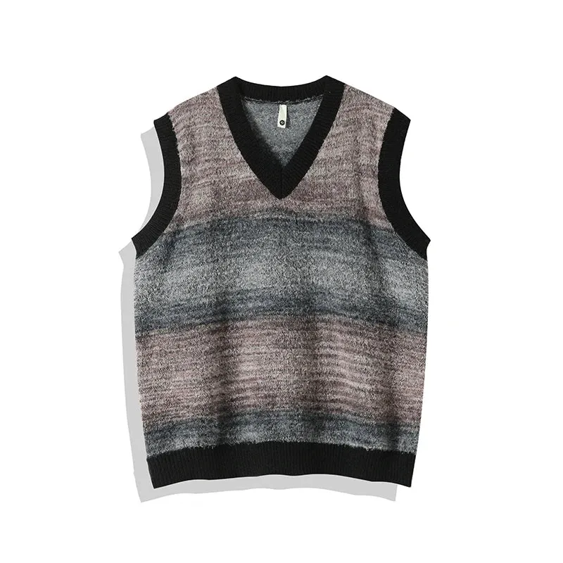 Aidase Winter Sweaters Vests Men Warm Colorful Casual Knitted Pullover Men Streetwear Loose Sleeveless Sweaters Mens Jumper Clothes