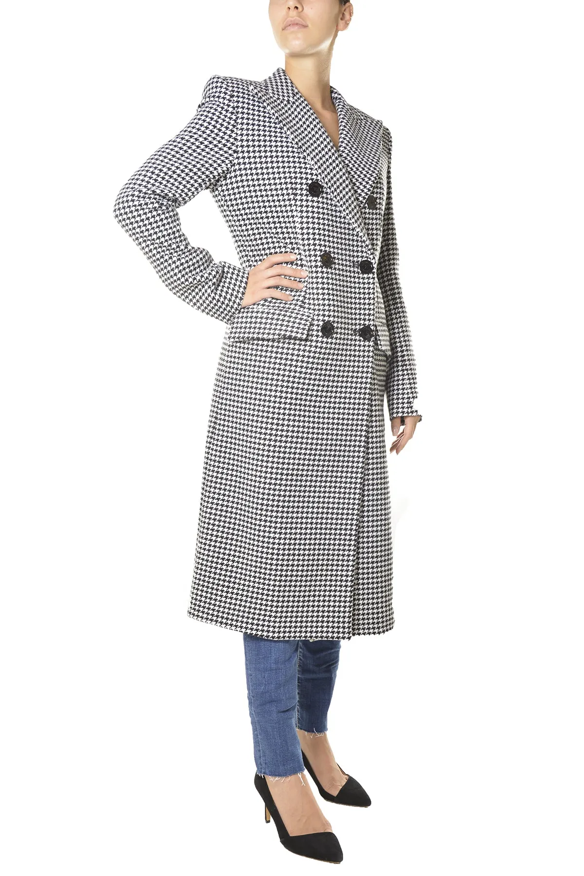 Alexandre Vauthier Houndstooth Double-Breasted Coat