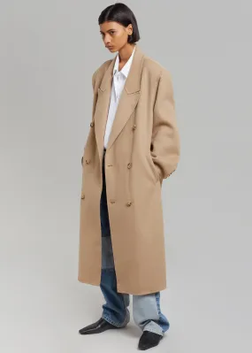 Alexis Padded Shoulder Coat - Camel