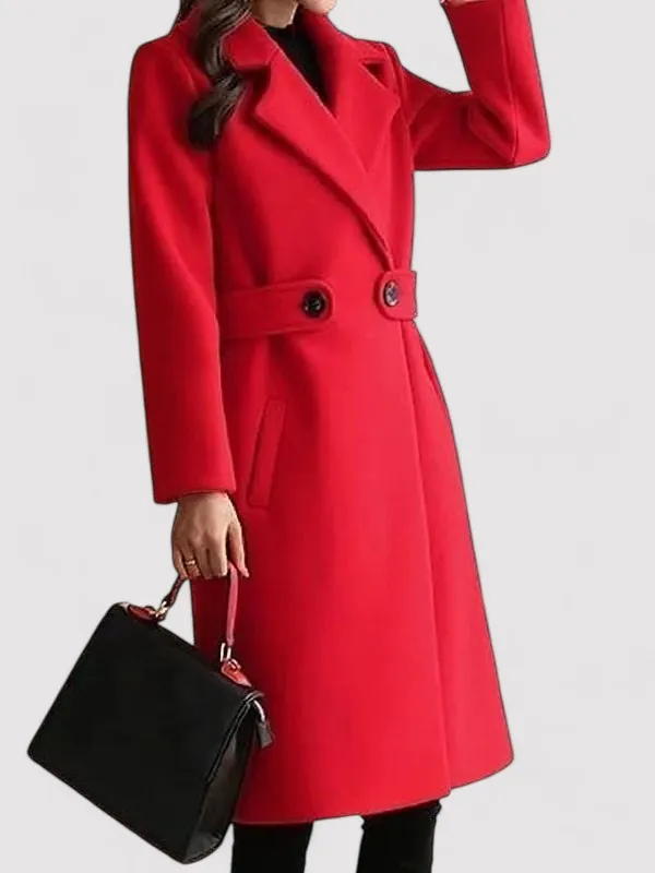 Ancien | Wool Winter Coat with Narrow Belt