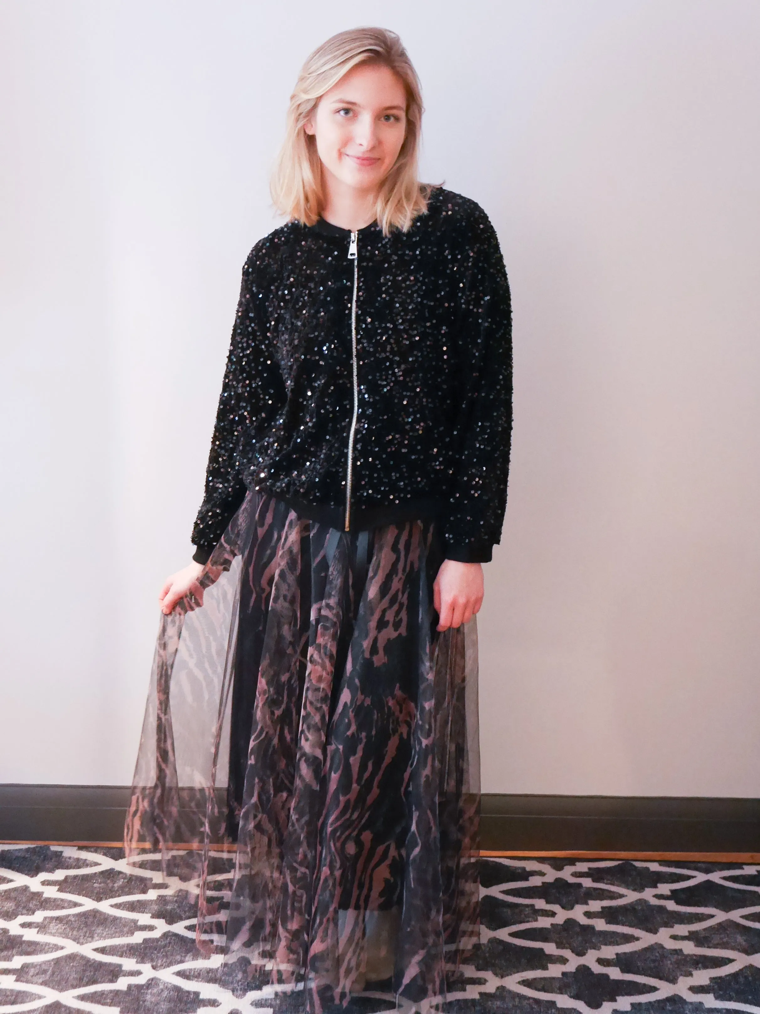 Animal Print Tulle Skirt Brown