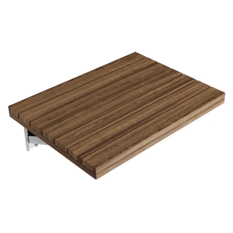 ANZZI Shoren 16.93 in. Teak Wall Mounted Folding Shower Seat