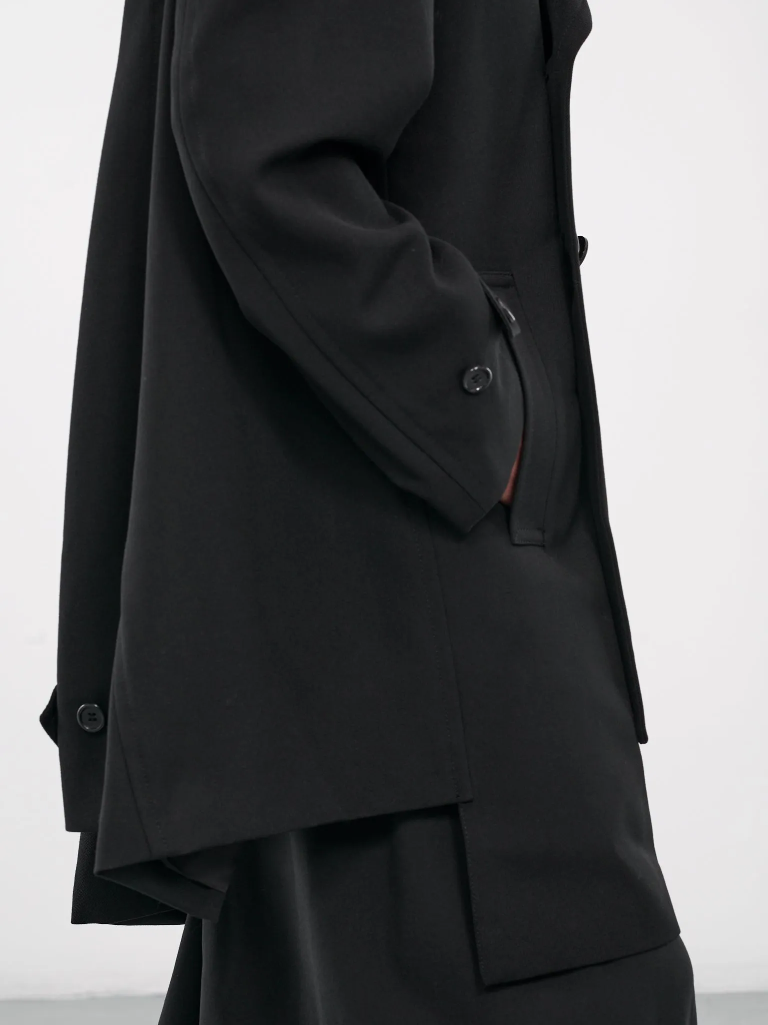 Asymmetric Draped Coat (GN-C001-051-BLACK)