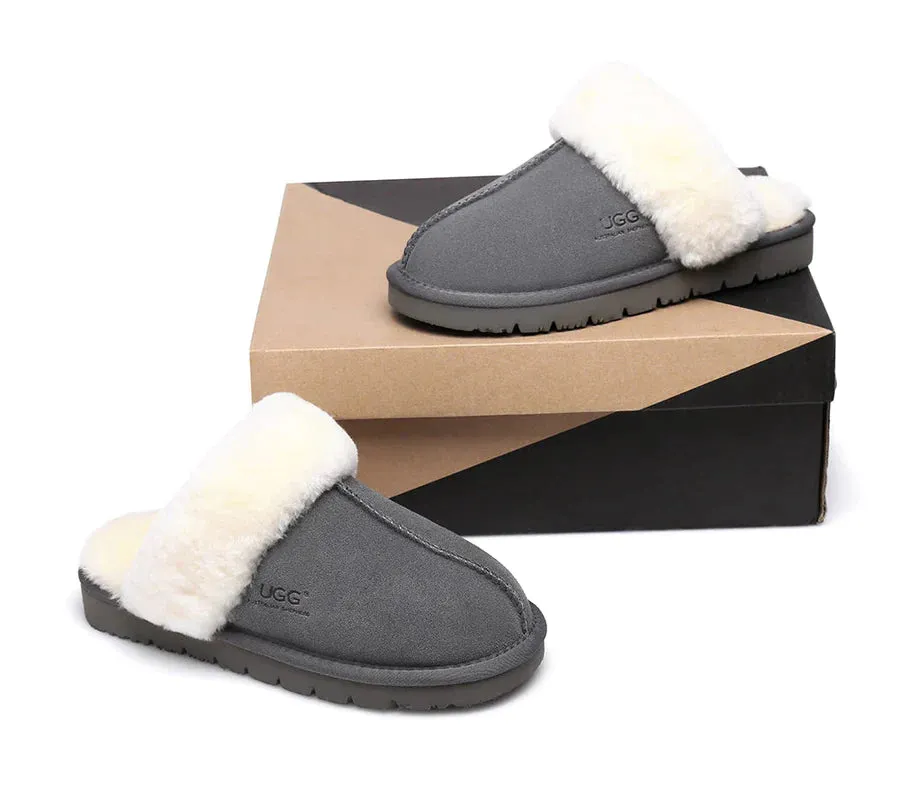 Australian Shepherd Premium Sheepskin UGG Unisex Scuff Slippers Muffin - 15564