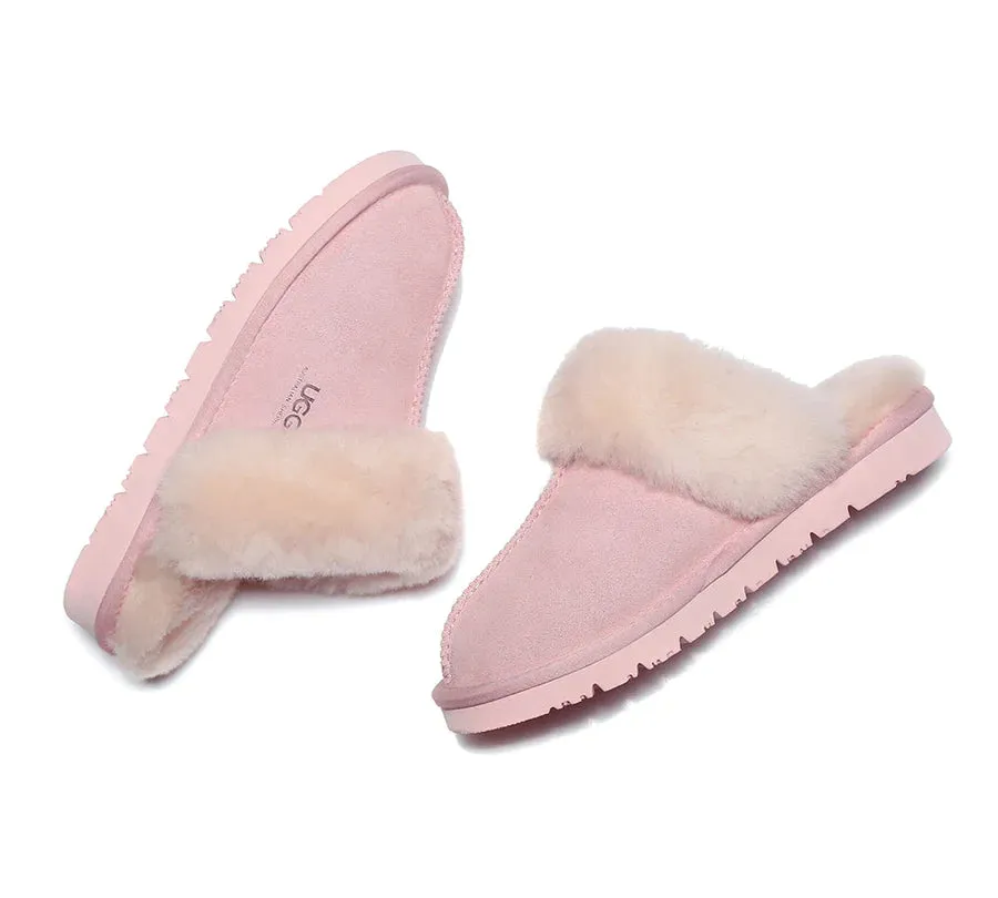 Australian Shepherd Premium Sheepskin UGG Unisex Scuff Slippers Muffin - 15564