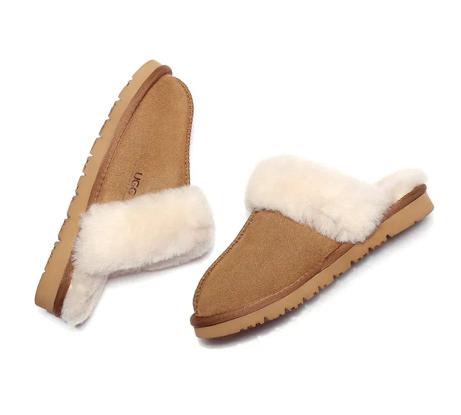 Australian Shepherd Premium Sheepskin UGG Unisex Scuff Slippers Muffin - 15564