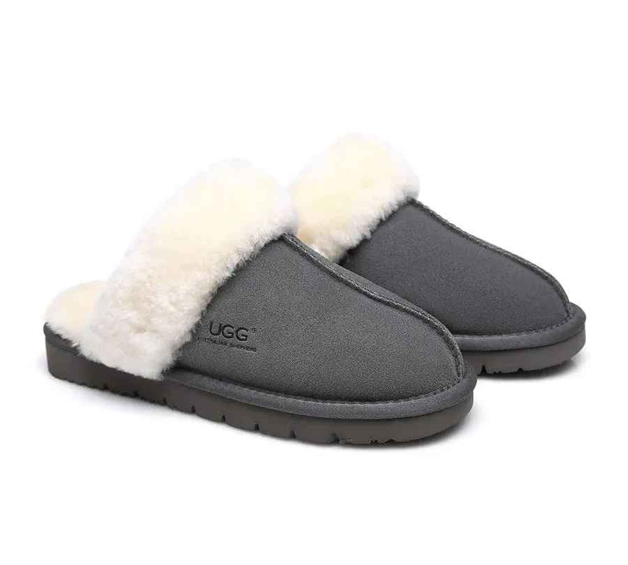 Australian Shepherd Premium Sheepskin UGG Unisex Scuff Slippers Muffin - 15564