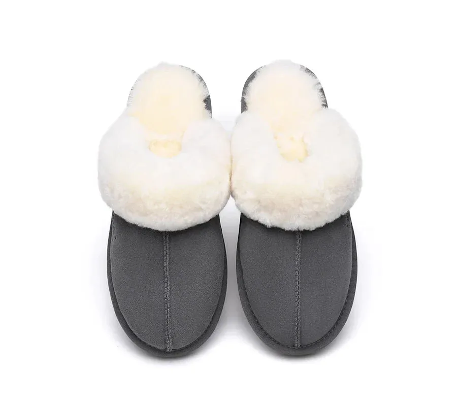 Australian Shepherd Premium Sheepskin UGG Unisex Scuff Slippers Muffin - 15564