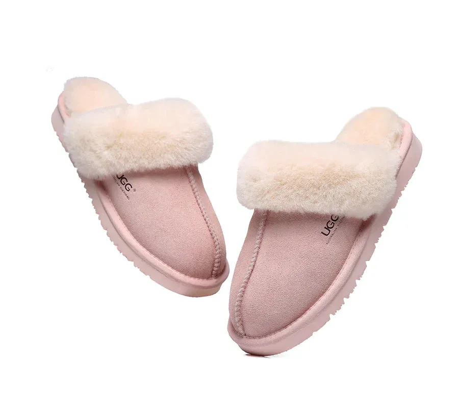 Australian Shepherd Premium Sheepskin UGG Unisex Scuff Slippers Muffin - 15564