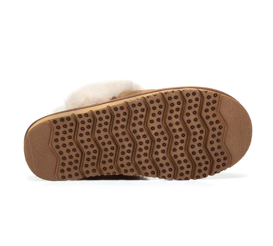 Australian Shepherd Premium Sheepskin UGG Unisex Scuff Slippers Muffin - 15564