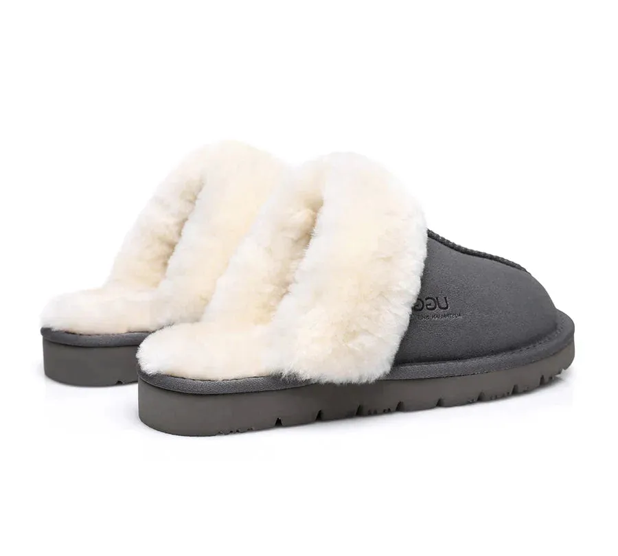 Australian Shepherd Premium Sheepskin UGG Unisex Scuff Slippers Muffin - 15564