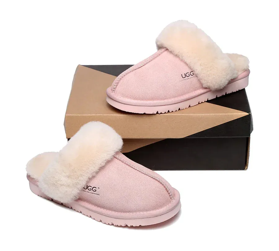 Australian Shepherd Premium Sheepskin UGG Unisex Scuff Slippers Muffin - 15564