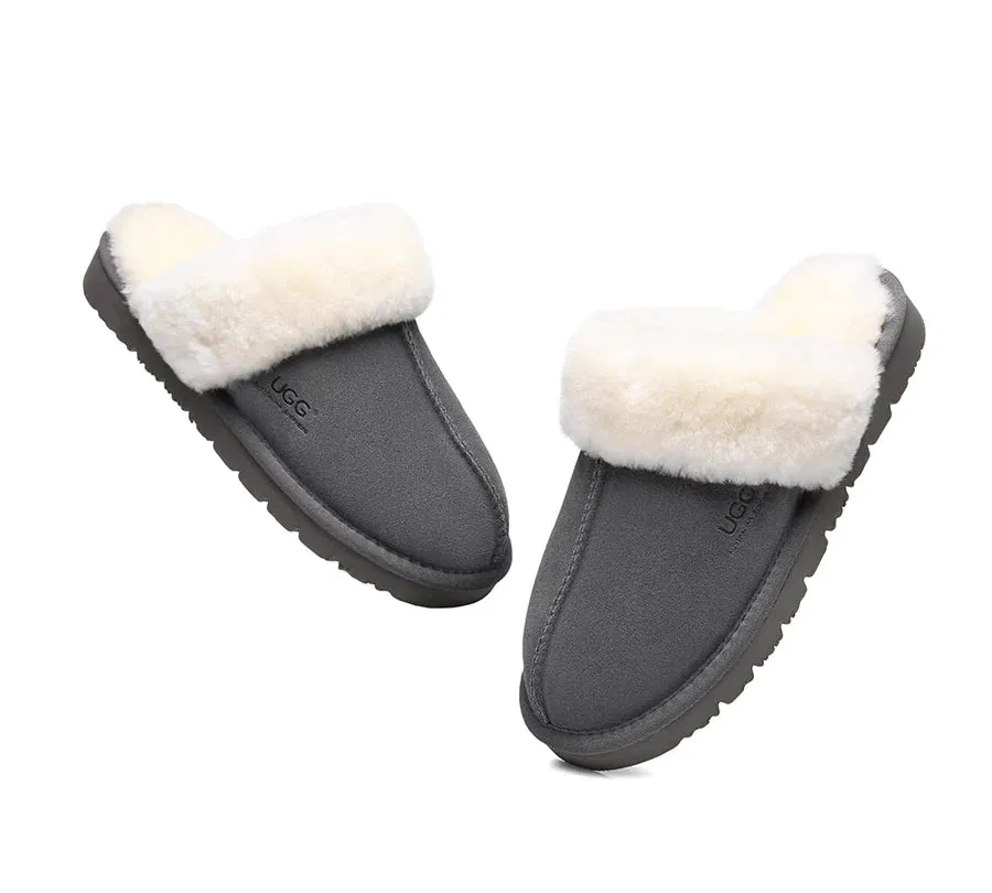 Australian Shepherd Premium Sheepskin UGG Unisex Scuff Slippers Muffin - 15564