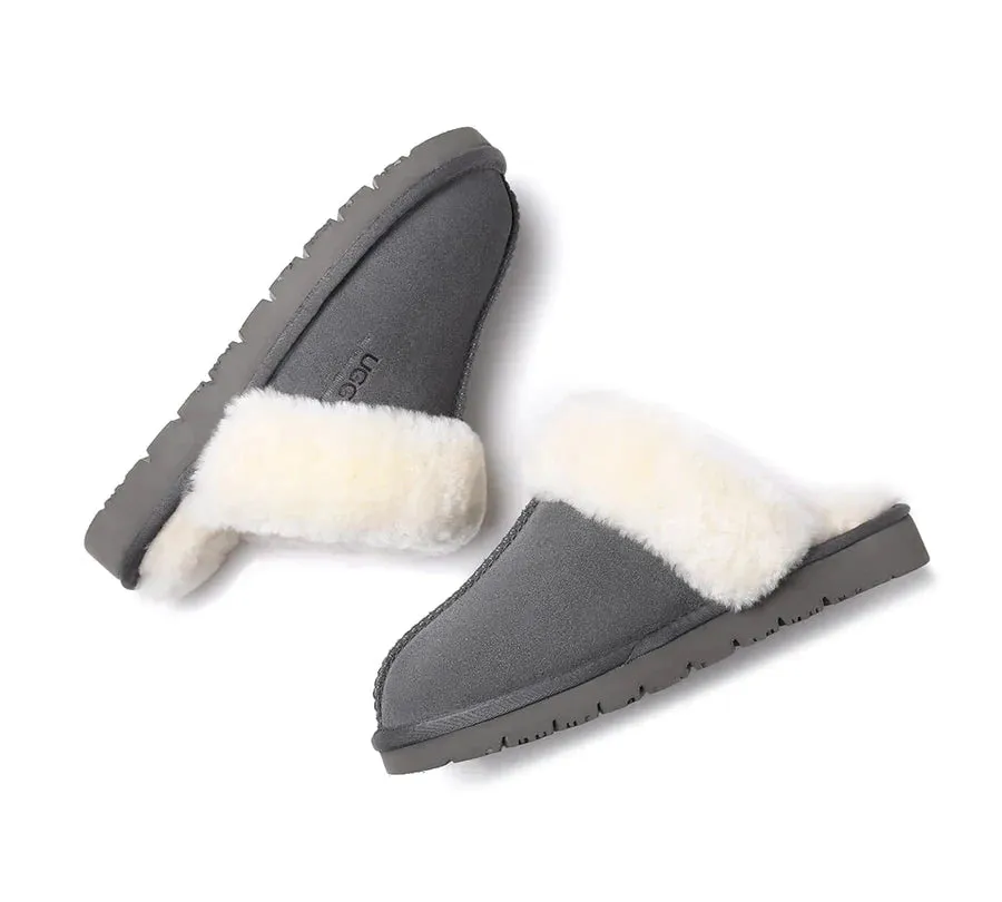 Australian Shepherd Premium Sheepskin UGG Unisex Scuff Slippers Muffin - 15564