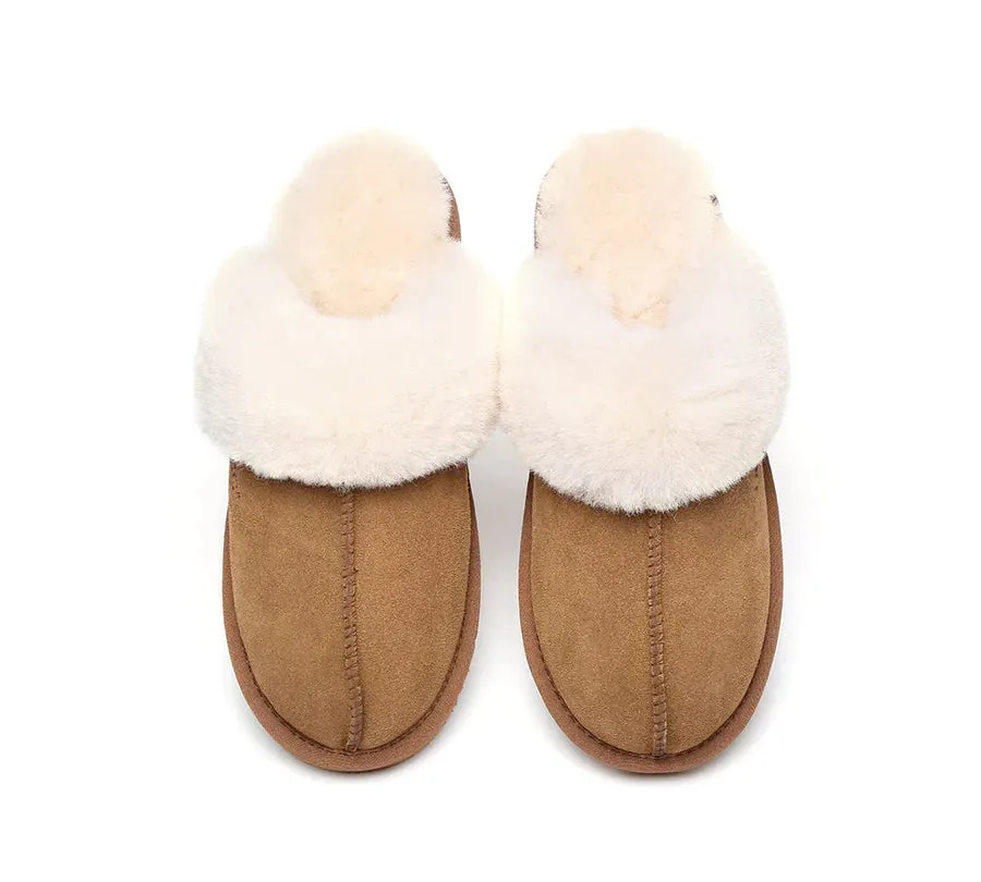 Australian Shepherd Premium Sheepskin UGG Unisex Scuff Slippers Muffin - 15564