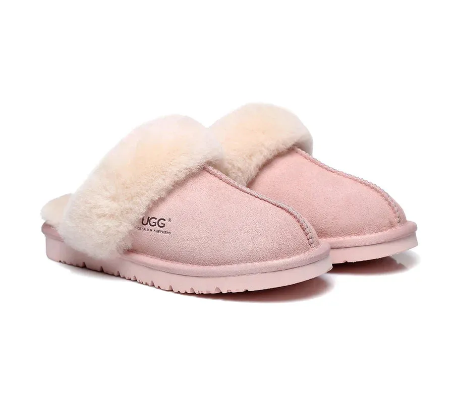 Australian Shepherd Premium Sheepskin UGG Unisex Scuff Slippers Muffin - 15564