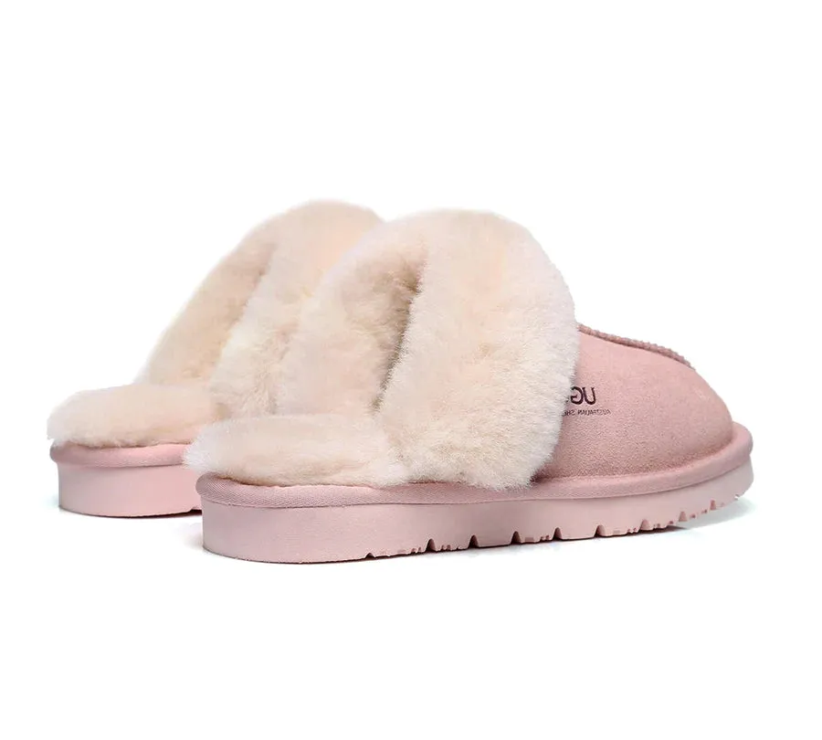 Australian Shepherd Premium Sheepskin UGG Unisex Scuff Slippers Muffin - 15564