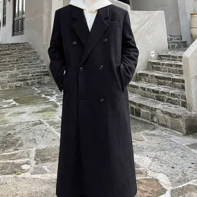 Autumn and Winter Solid Color Mid Length Suit Collar Coat