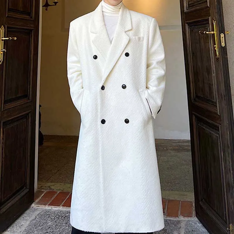 Autumn and Winter Solid Color Mid Length Suit Collar Coat