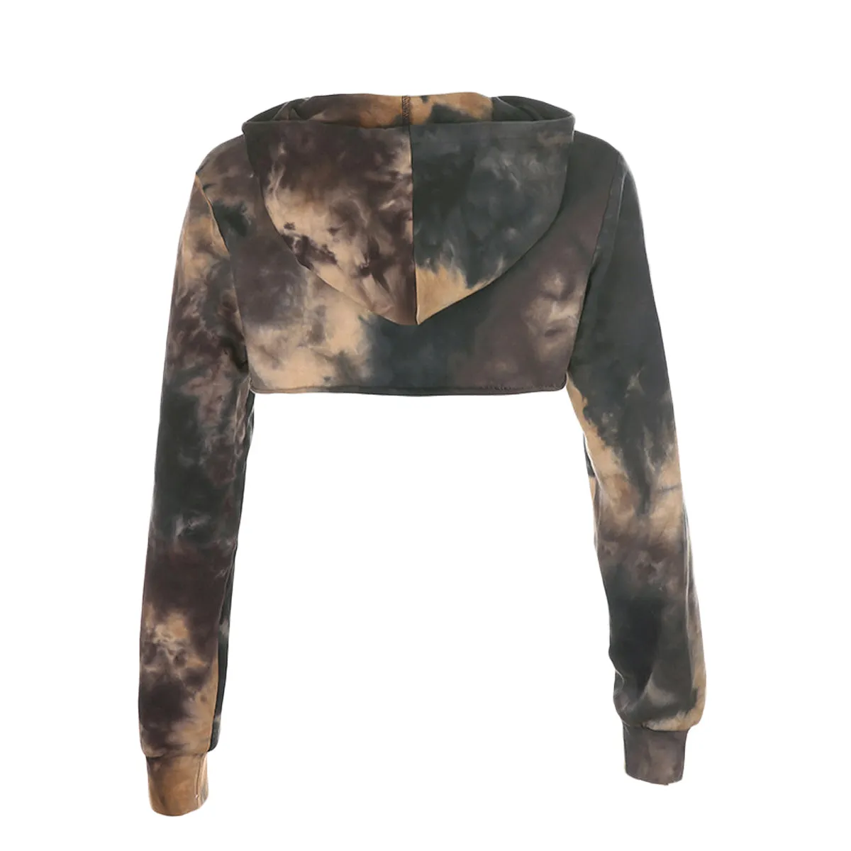 Autumn Short Sweatshirts Hoodies Tie-dye Crop Top Jumper Pullover Clubwear Casual Streetwear